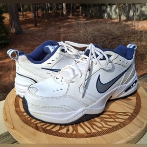 Nike Air Men's Monarch IV White Navy Training Shoe Dad Shoe Size 10